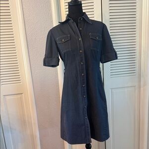 Tahari Arthur S. Levine Petite Dark Indigo Denim Dress